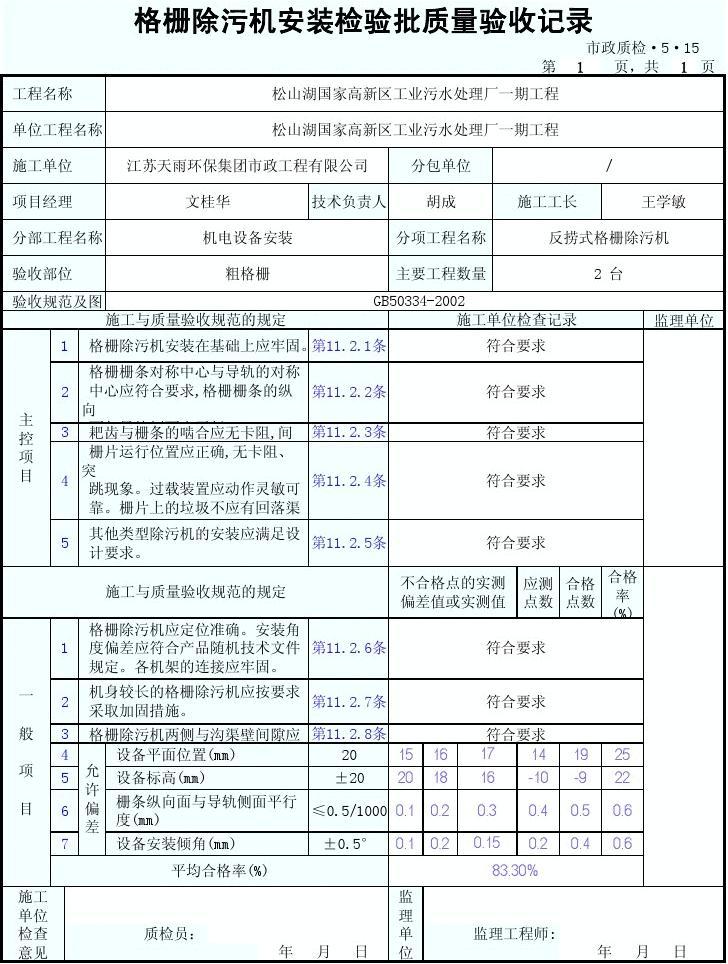 铝合金格栅吊检验批 铝格栅检验批质量验收记录