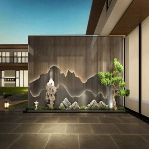 铝合金格栅照壁实景 铝合金格栅安装施工方案