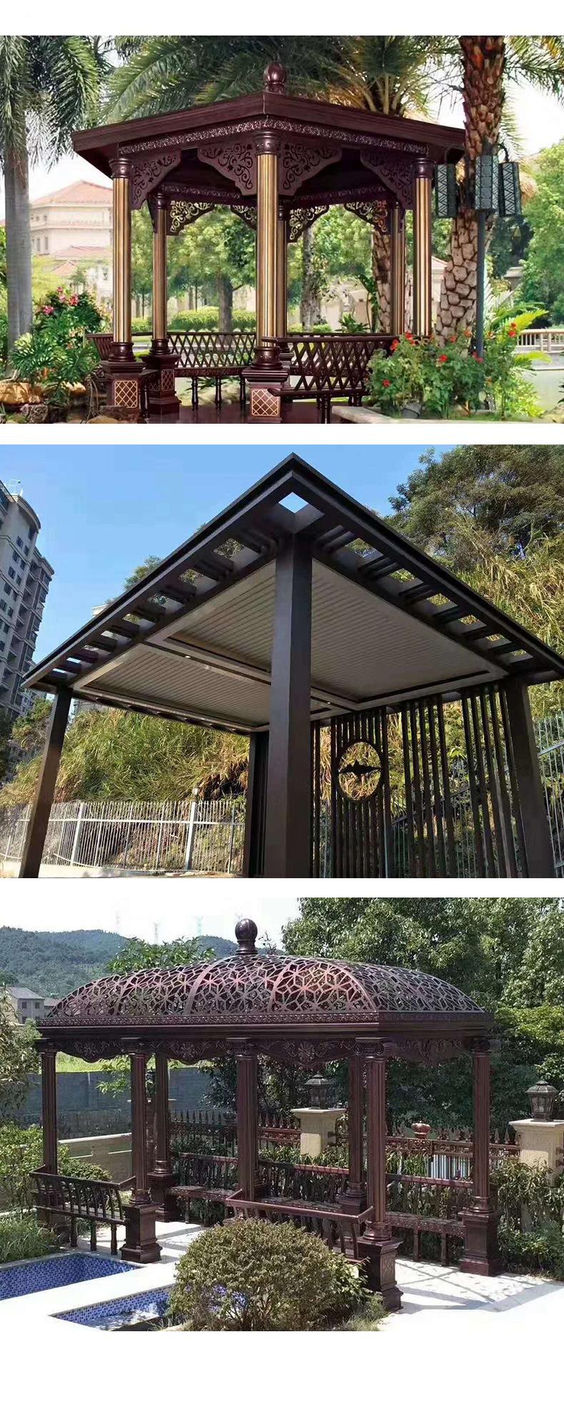 凉亭中式铝合金格栅 新中式铝合金庭院凉亭哪家好